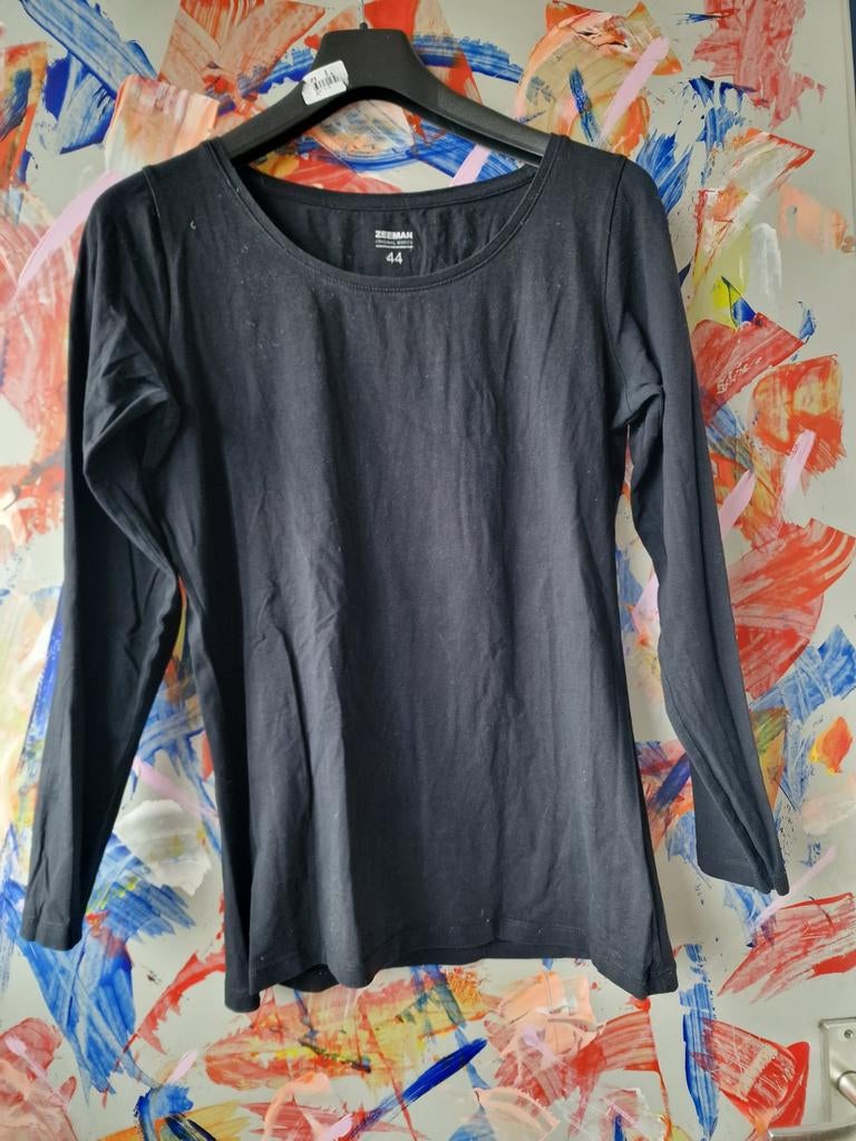 Zwart Zeeman shirt met lange mouwen, maat 44, Kleding | Dames, Zeeman, Zwart, Maat 42/44 (L), Ophalen of Verzenden