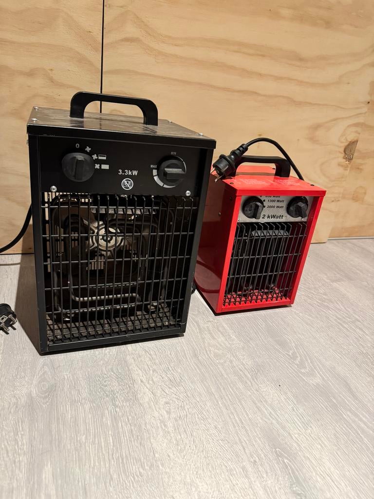 2 Werkplaatskachels: 2000W & 3300W - Perfect voor verwarming, Doe-het-zelf en Verbouw, Verwarming en Radiatoren, Gebruikt, Kachel