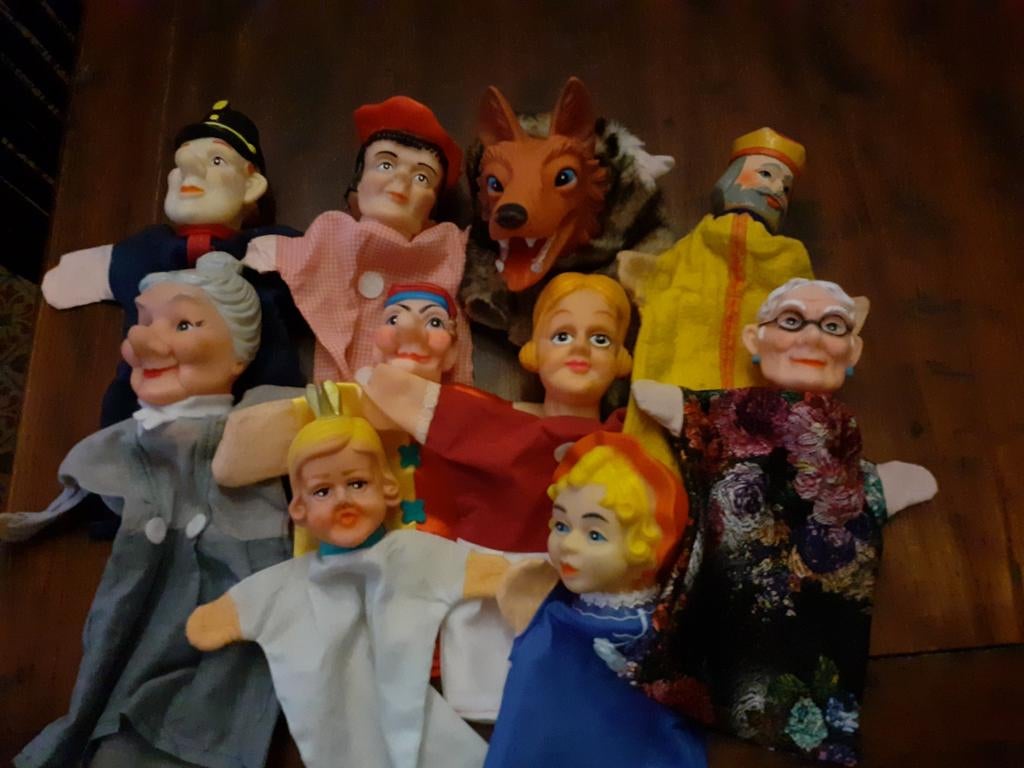 Retro handpoppen poppenkastpoppen ( C ), Verzamelen, Poppen, Zo goed als nieuw, Pop, Ophalen of Verzenden