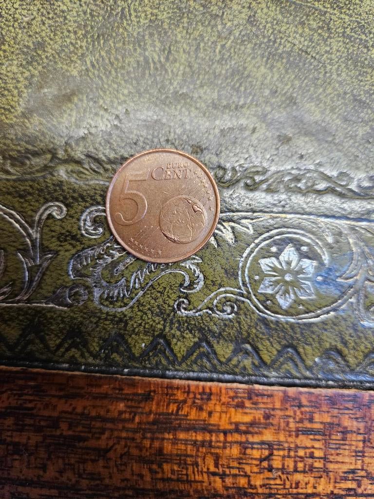 5 cent munt Nederland 1999 met teveel metaal op wereldbol, Ophalen of Verzenden, Overige landen, 5 cent, Losse munt