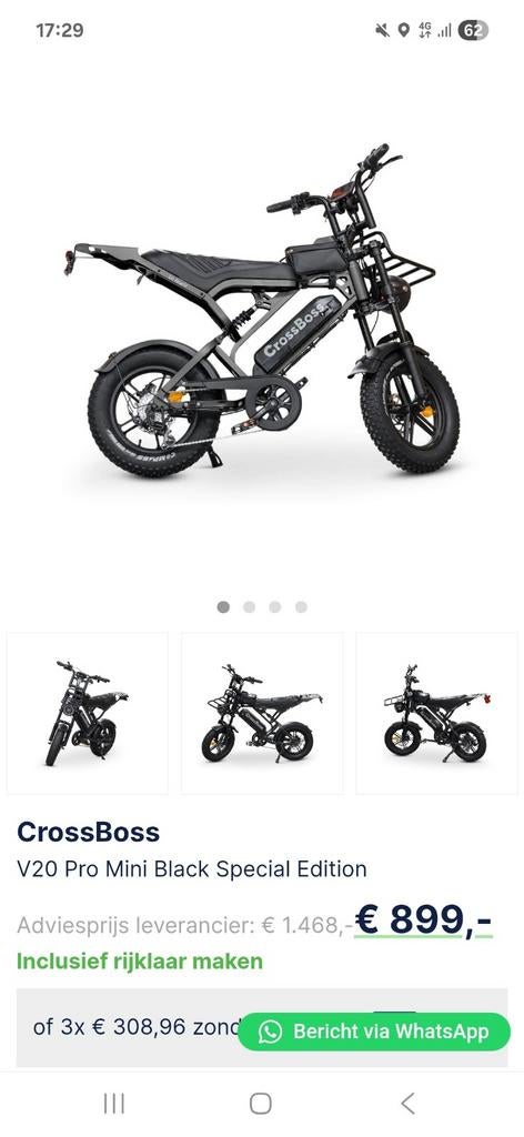 CrossBoss V20 Pro Mini Black Special Edition E-bike Nieuw, Fietsen en Brommers, Elektrische fietsen, Ophalen of Verzenden, Nieuw