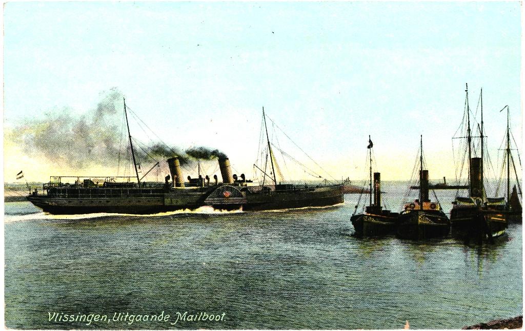 700706 Vlissingen Zeeland 1909 uitgaande Mailboot Gelopen, Ophalen of Verzenden, Voor 1920, Gelopen, Zeeland