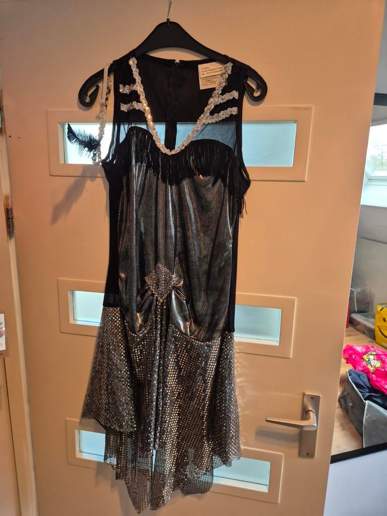 Charleston verkleedkleding met hoofdband - maat 42, Ophalen, Maat 42/44 (L), Kleding, Gedragen