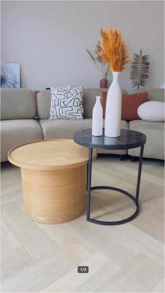 Round coffee table (Marble + wooden+ metal), Ophalen, Rond, 50 tot 100 cm, Zo goed als nieuw