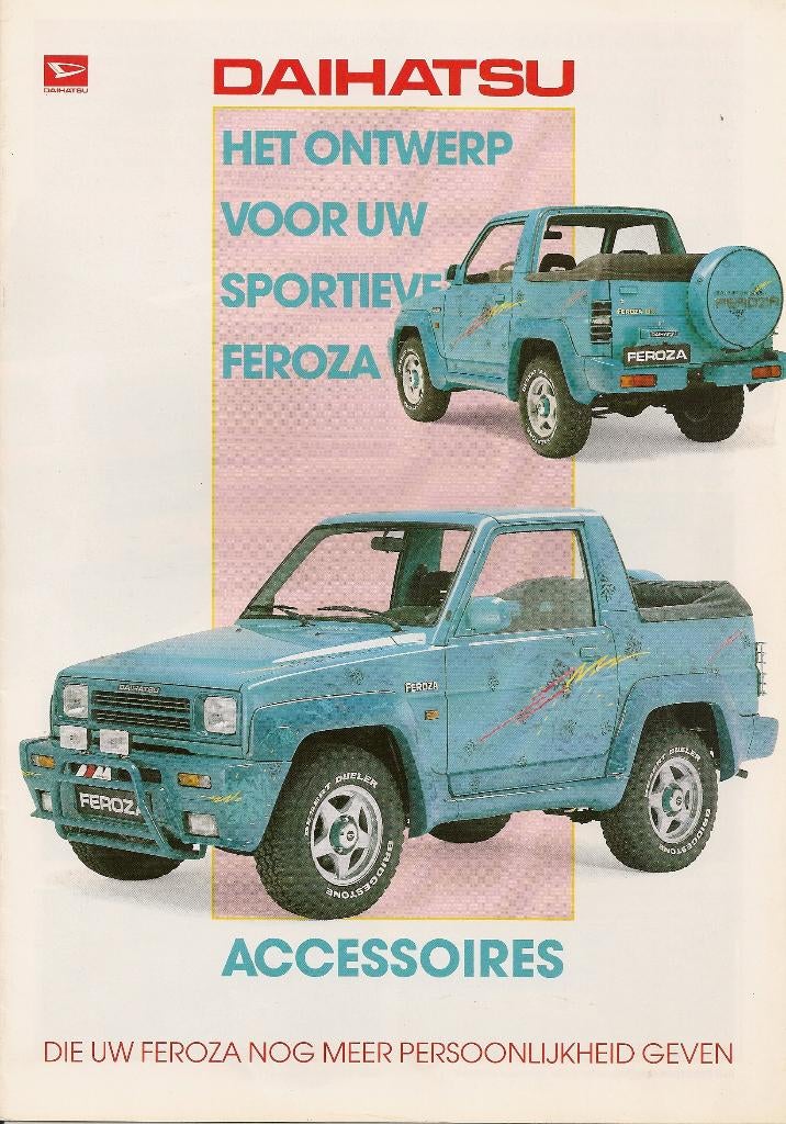 Folder Daihatsu Feroza accessoires, 1990, Ophalen of Verzenden, Nieuw, Overige merken