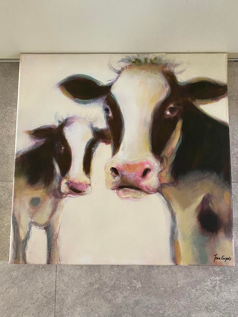 Gesigneerd schilderij Joan Engels, Ophalen of Verzenden, Zo goed als nieuw, Schilderij, 50 tot 75 cm