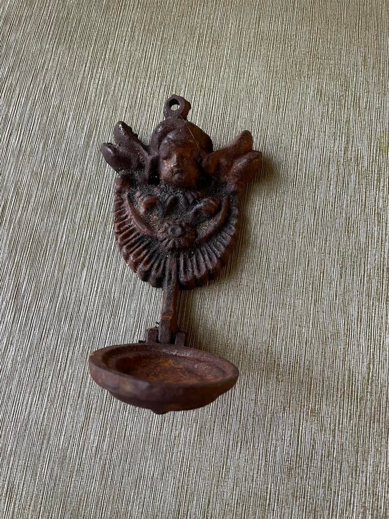 Antieke Engel wijwater bakje, Antiek en Kunst, Antiek | Tin, Ophalen of Verzenden