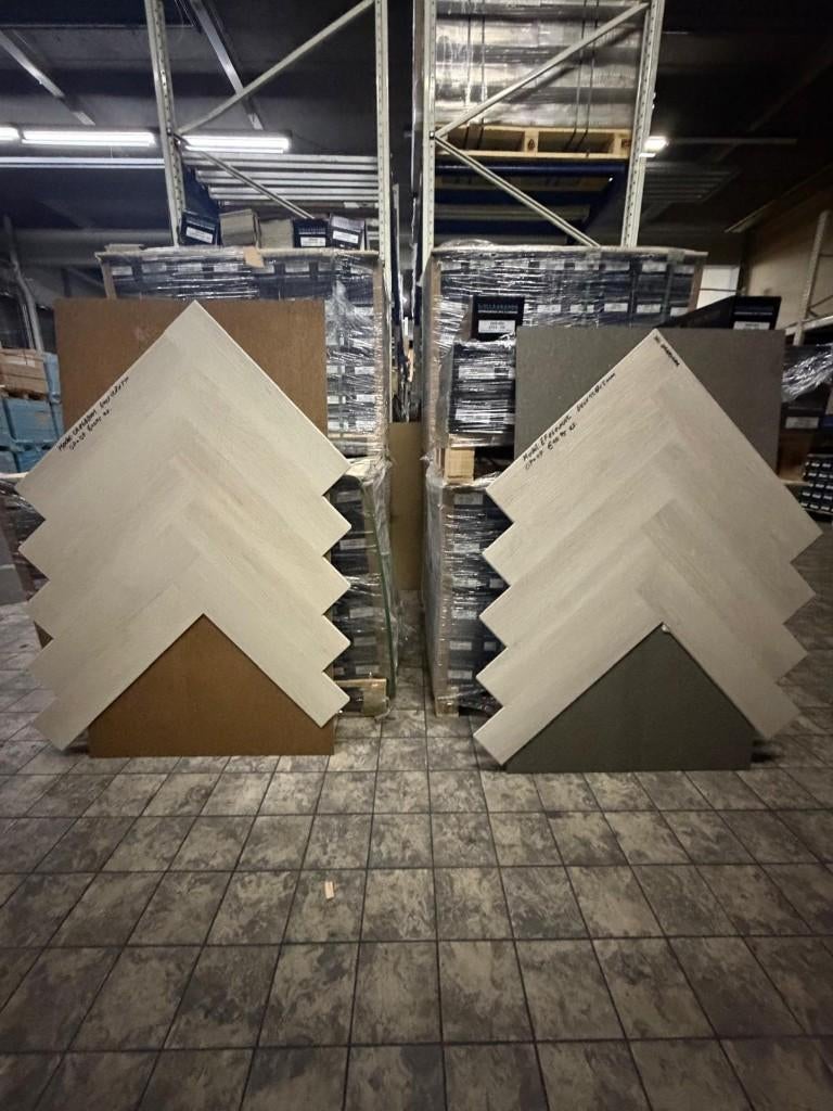 PVC CLICK VISGRAAT MET ONDERVLOER NOOIT ZO GOEDKOOP GEWEEST, Crème, 75 m² of meer, Nieuw, Ophalen of Verzenden