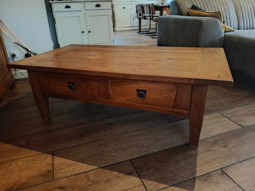 Teak salontafel, Ophalen, 100 tot 150 cm, Teakhout, 50 tot 100 cm