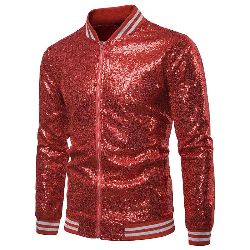 Heren rode glitter baseball jas / jack zomerjas glimmende, Kleding | Heren, Verzenden, Nieuw, Overige maten, Rood