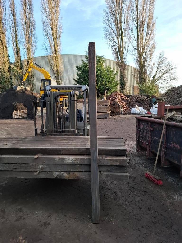 40 stuks 10x10x260cm hardhouten palen azobé, gebruikt, Tuin en Terras, Palen, Balken en Planken, Nieuw, Palen, 250 cm of meer