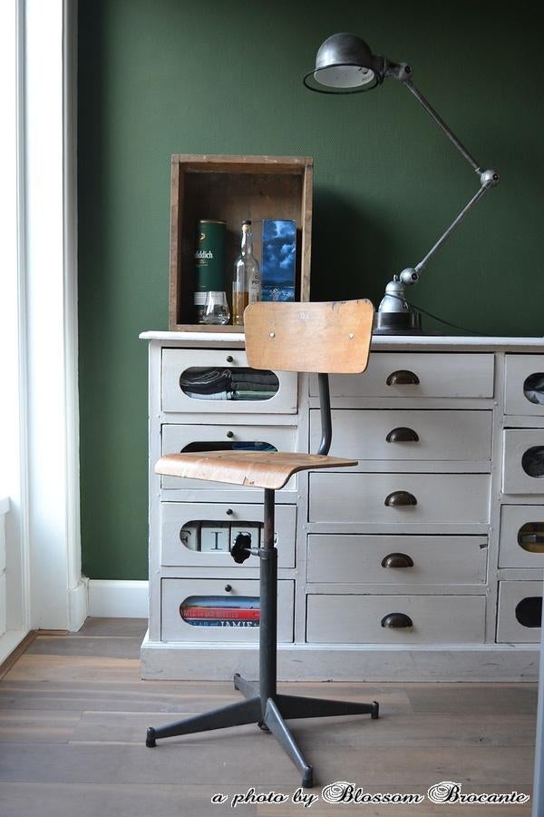 Industriële atelier kruk #1 BLOSSOM BROCANTE, 1 kruk, Ophalen of Verzenden, 60 tot 90 cm