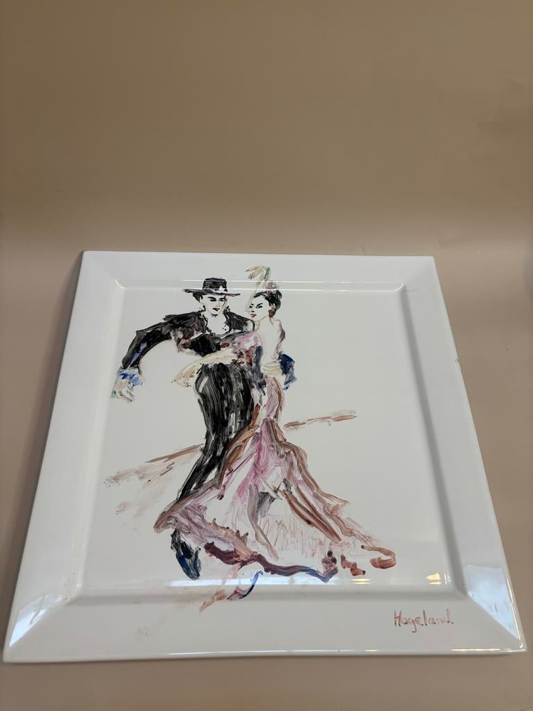 Decoratief bord met dansend paar - Hogeland, Ophalen of Verzenden