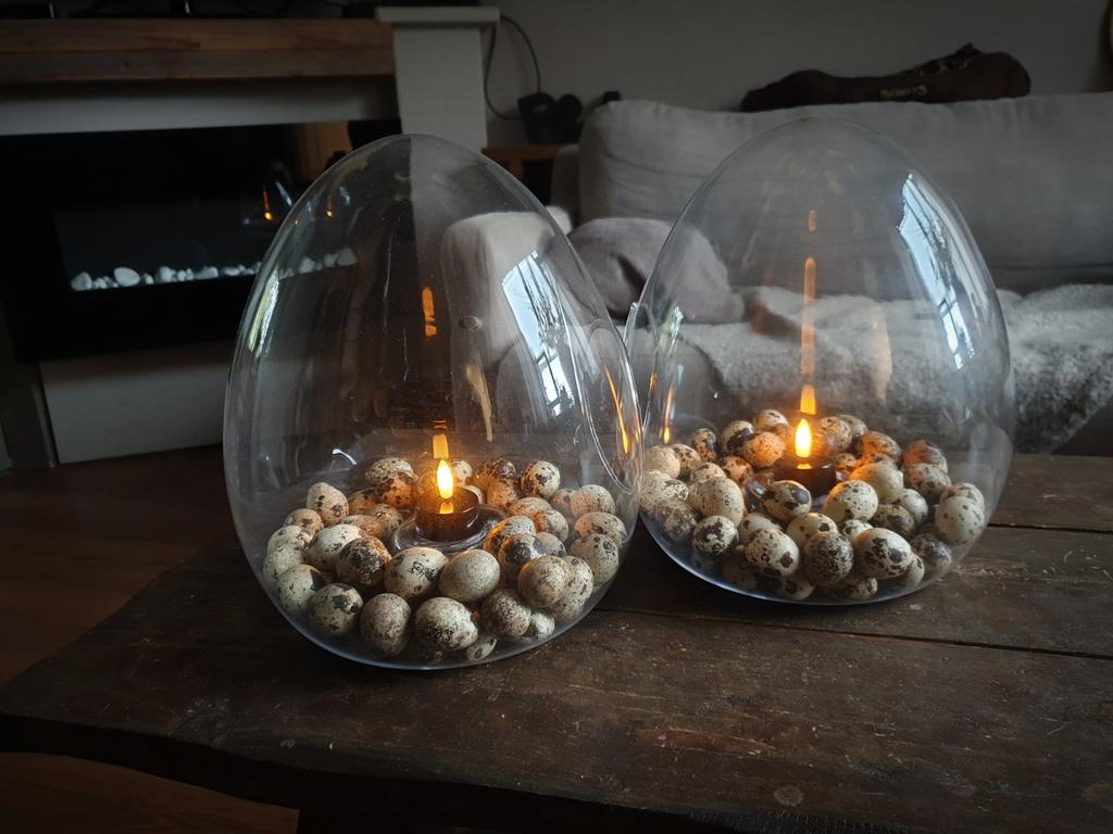 Glazen ei vaas - stolp  - windlicht met opening aan zijkant, Ophalen of Verzenden, Nieuw