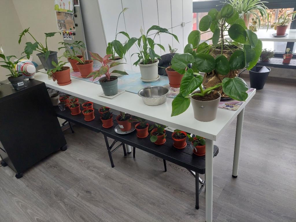 Grote witte ikea tafels 200x60, Ophalen, Gebruikt