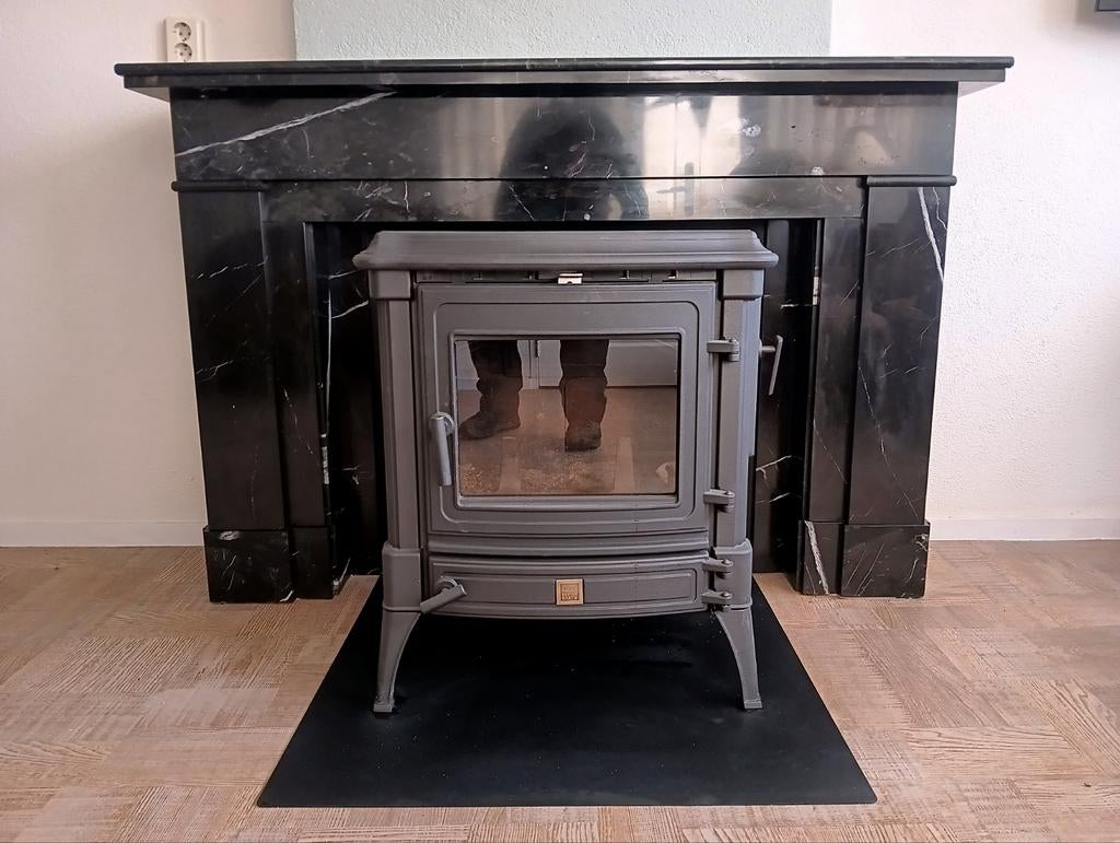 Schouw jaren 30 model zwart wit marmer, Huis en Inrichting, Ophalen, Gebruikt, Vrijstaande haard