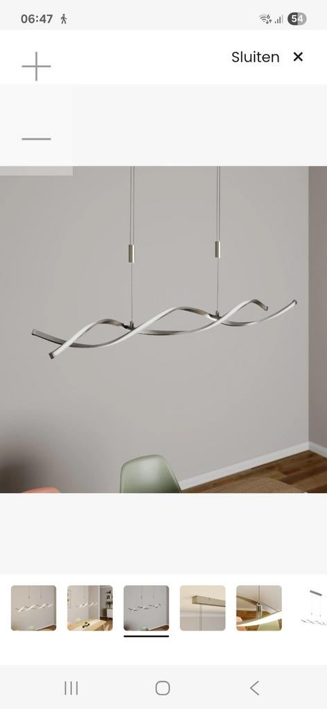 Moderne LED Hanglamp Auron Nikkelkleurig Dimbaar, Huis en Inrichting, Lampen | Hanglampen, Ophalen, Gebruikt, Metaal, Modern