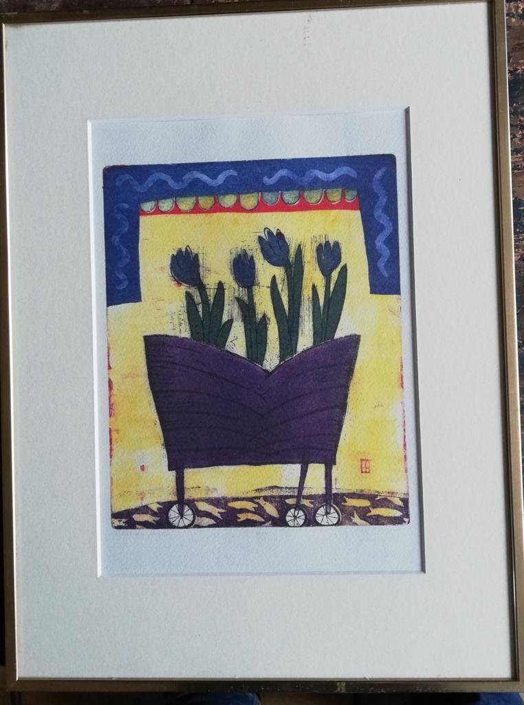 Eliza Kopec (1960), 'Fleurs du Paradis'. 30/40 cm., Antiek en Kunst, Kunst | Litho's en Zeefdrukken, Ophalen