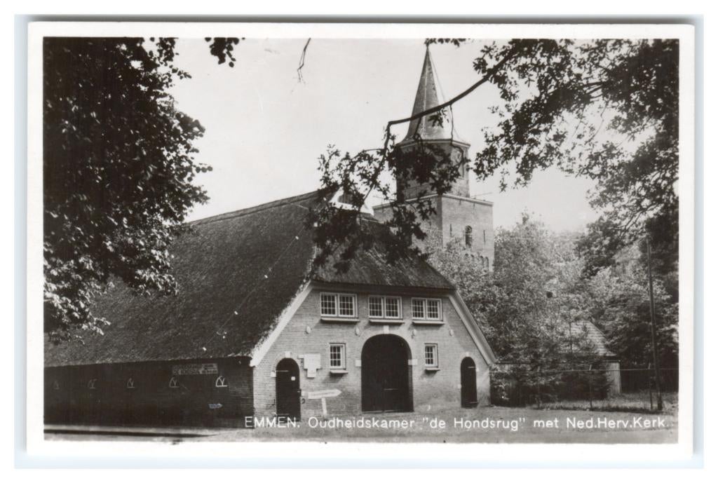 Emmen, Oudheidskamer "de Hondsrug" met Ned. Herv. Kerk, Ophalen of Verzenden, 1940 tot 1960, Ongelopen, Drenthe
