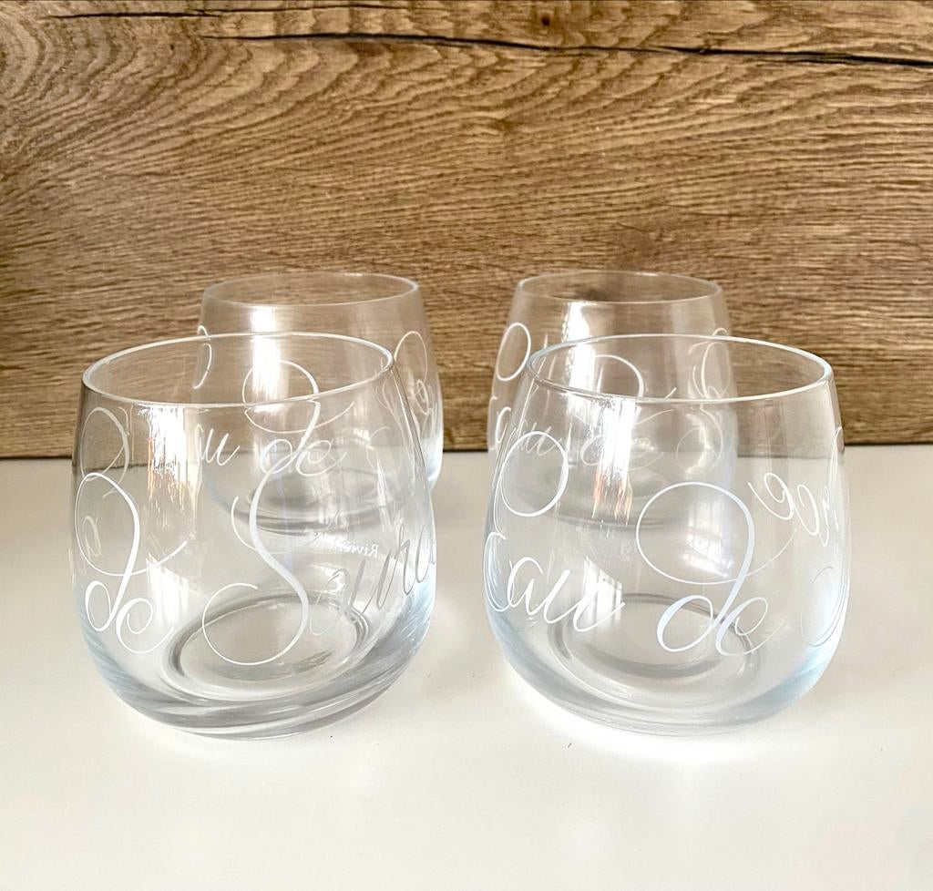 Riviera maison set van 4 glazen, Glas of Glazen, Ophalen of Verzenden, Overige stijlen, Glas