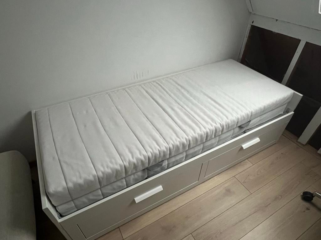 IKEA Brimnes Daybed met 2 Matrassen, Ophalen, Wit, Tweepersoons, Zo goed als nieuw