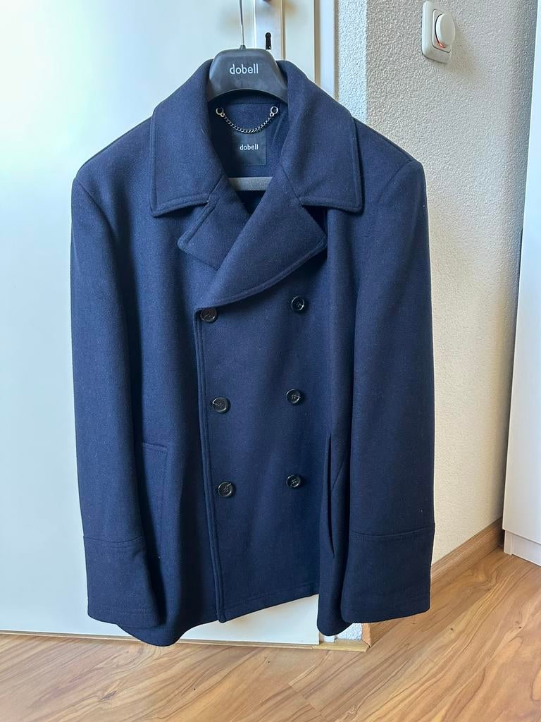 Mooie blauwe jas (30% wol, 70% polyester) maat XL, Ophalen of Verzenden, Zo goed als nieuw, Maat 56/58 (XL), Blauw