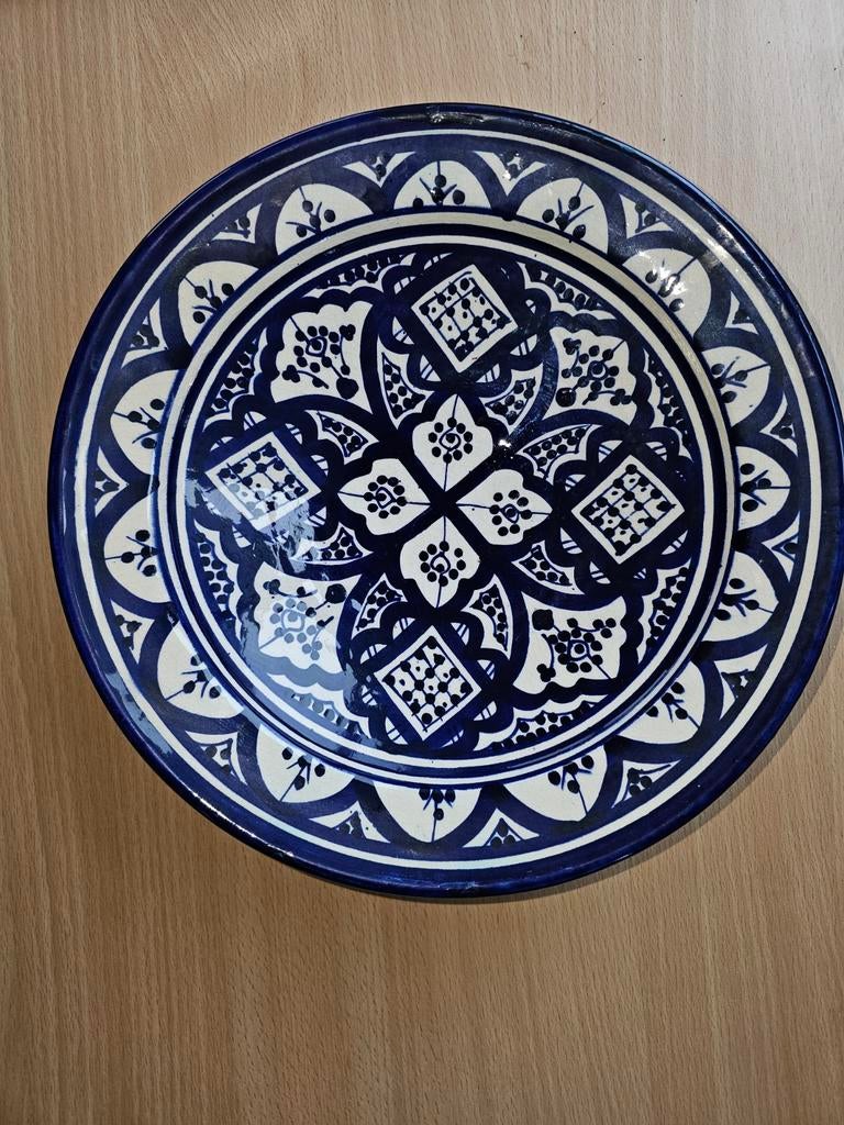 Decoratieve Marokkaanse schaal - Blauw en wit keramiek, Ophalen