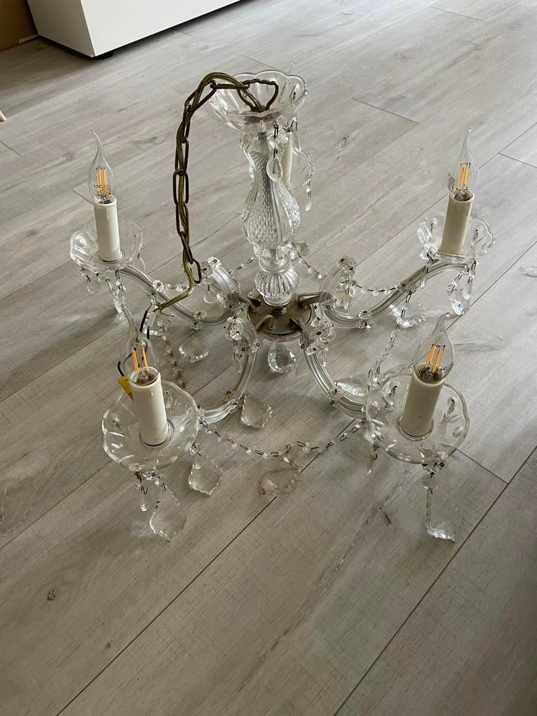 Kroonluchter met 5 armen, Ophalen, Zo goed als nieuw