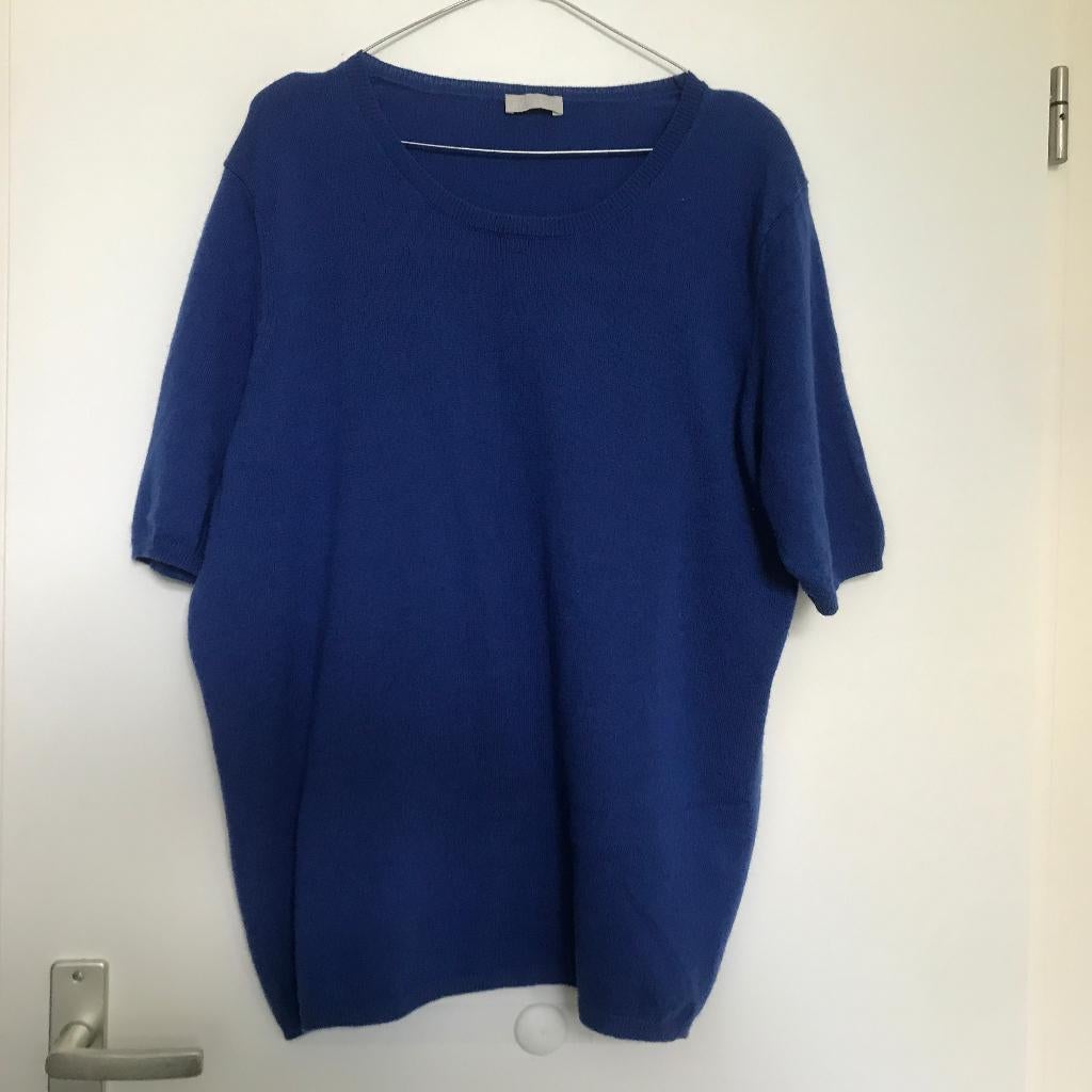 Peter Hahn cashmere trui kobaltblauw maat 46 korte mouw, Verzenden, Zo goed als nieuw, Maat 46/48 (XL) of groter, Blauw