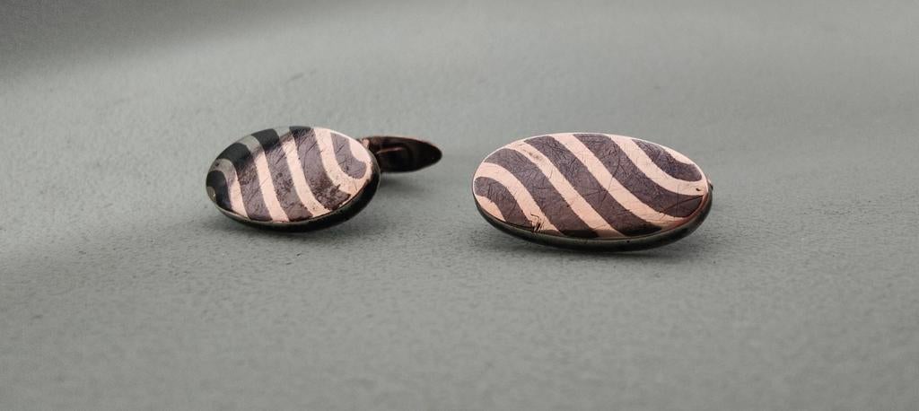 Antiek zilveren niello manchetknopen, Ophalen of Verzenden