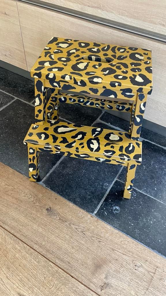Uniek Krukje met Luipaardprint - Handgeschilderd, Ophalen, Gebruikt, Hout