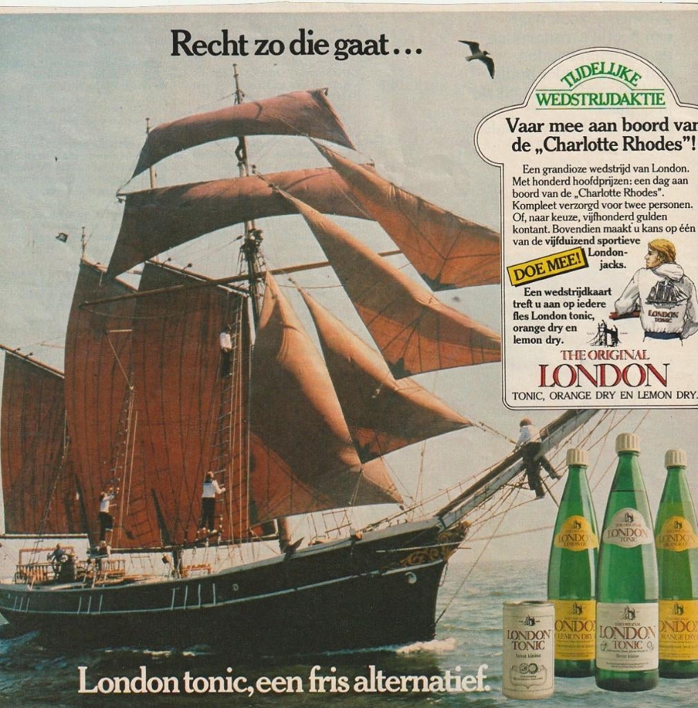 Retro reclame 1979 London Tonic frisdrank Charlotte Rhodes, Verzenden, Overige typen