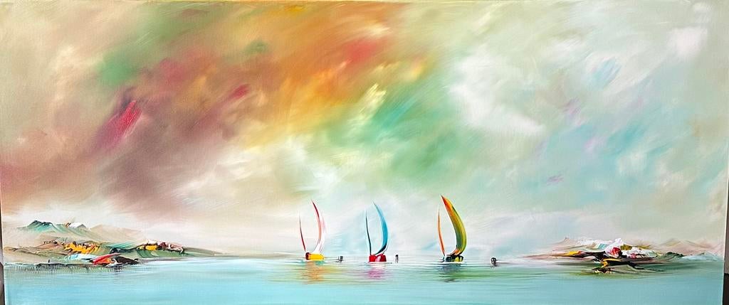 Gena G.- Sailing- Handgeschilderd- Uniek- XXL, Ophalen of Verzenden