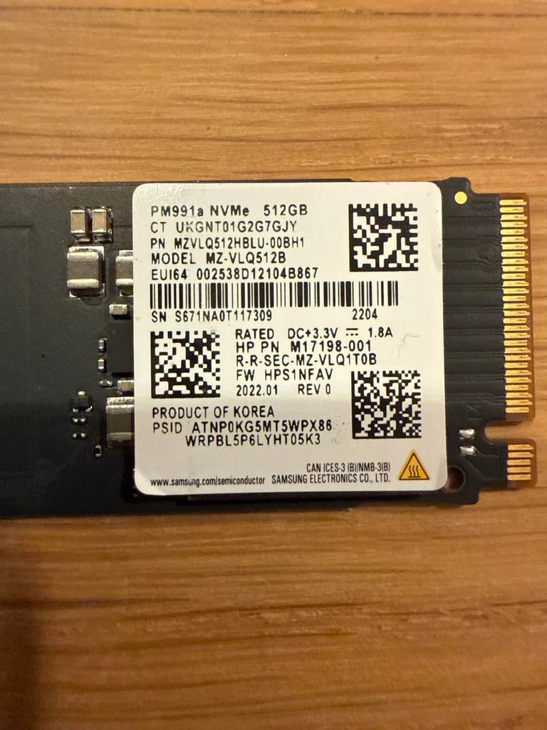 Samsung PM991a NVMe 512GB SSD M.2, Computers en Software, Harde schijven, Intern, Server, Ophalen of Verzenden, Zo goed als nieuw