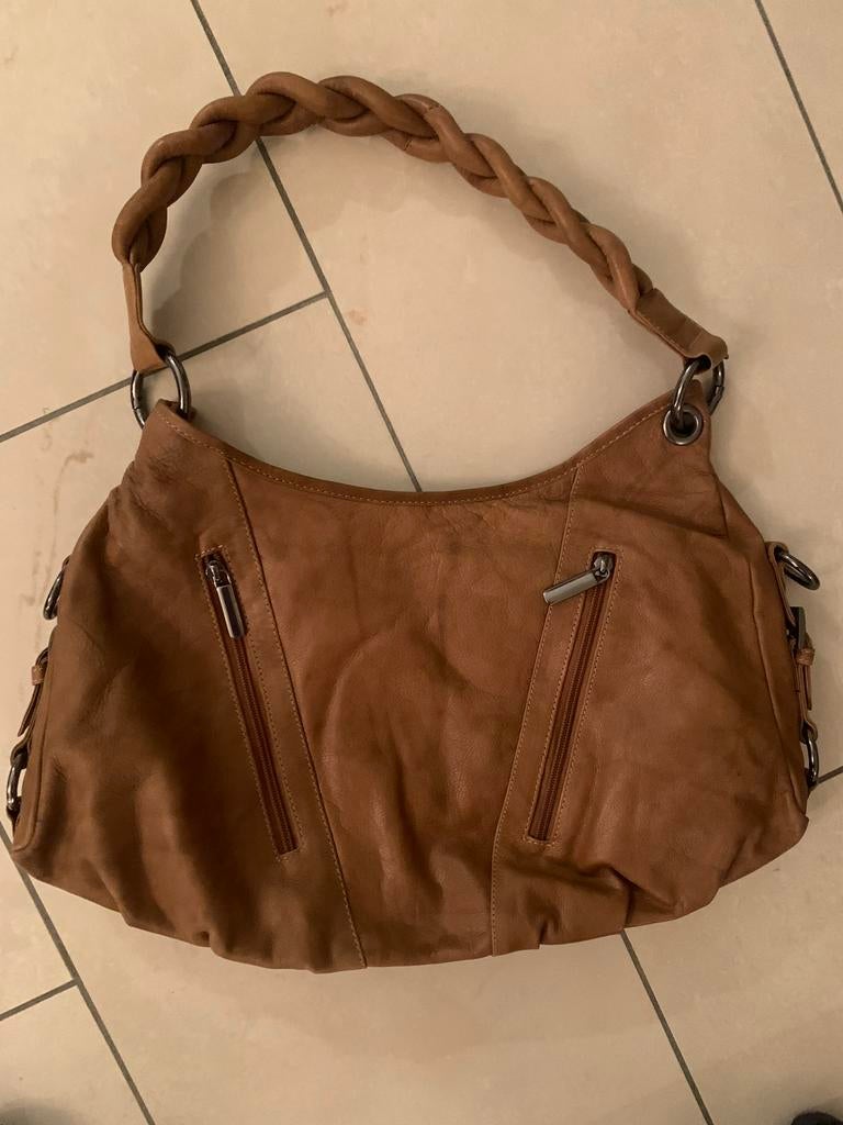 Nieuw camel beige echt leer handtas, Sieraden, Tassen en Uiterlijk, Tassen | Damestassen, Ophalen of Verzenden, Nieuw, Beige, Handtas