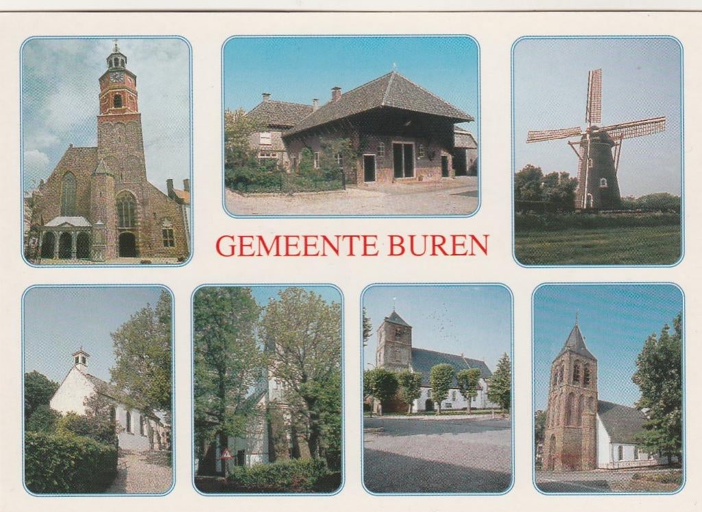 BUREN (Gld)  Gemeente Erichem Zoelen Kerken Molen, Verzamelen, Ansichtkaarten | Nederland, Verzenden, 1980 tot heden, Ongelopen
