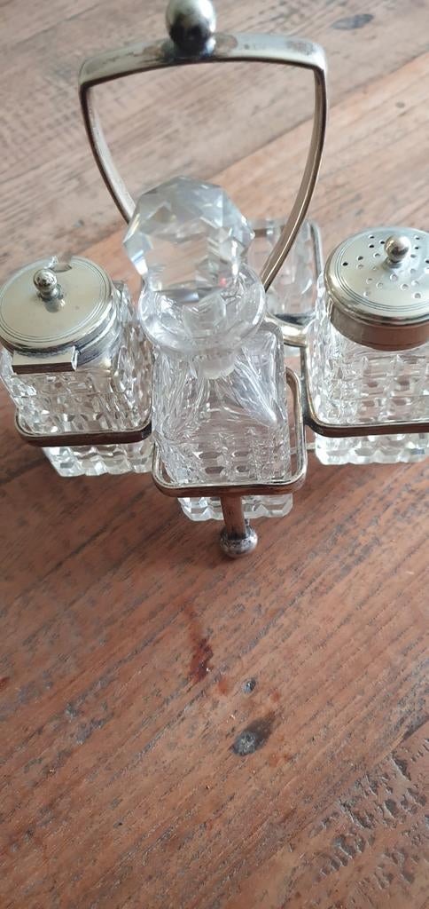 Oude kristallen peper en zout en olie en azijn, Antiek en Kunst, Ophalen of Verzenden