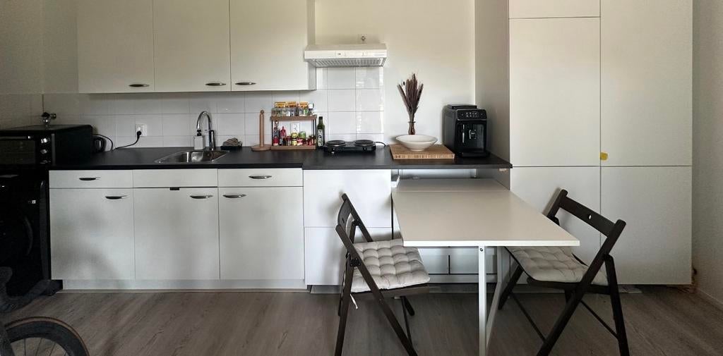 Compacte uitschuifbare eettafel - wit, Kunststof, Gebruikt, Vier personen, Rechthoekig