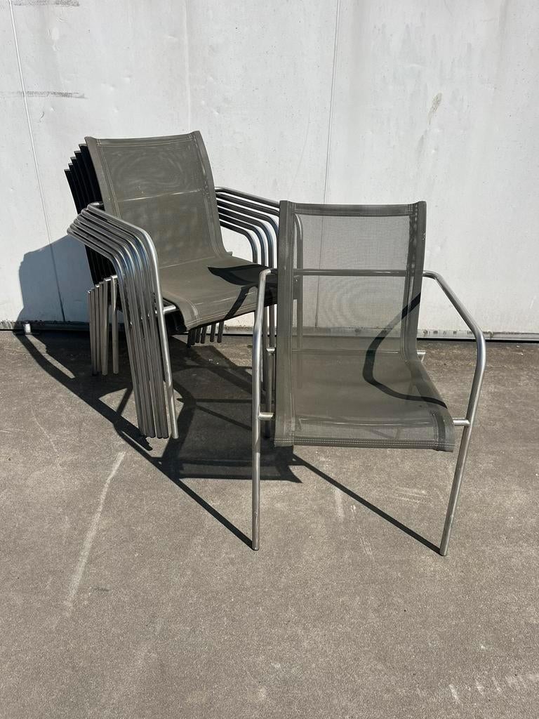 35 stuks luxe Textileen horeca Terras stoelen satelliet, Ophalen, Zo goed als nieuw