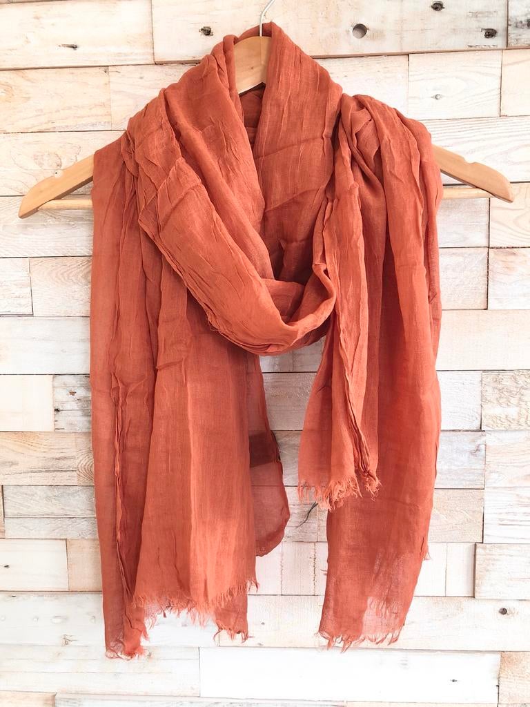 Grote sjaal 100% katoen brique - nieuw, Kleding | Dames, P, P, Nieuw, Ophalen of Verzenden