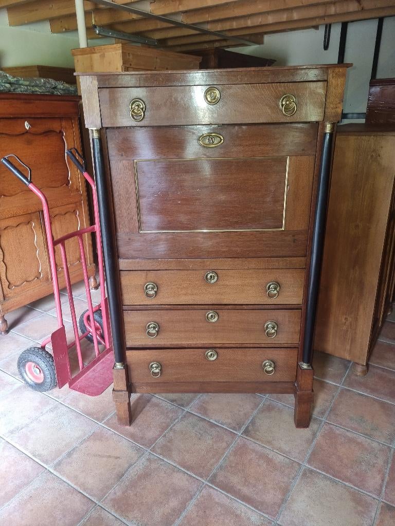 Antieke Eiken Empire Secretaire Topmeubel., Antiek en Kunst, Ophalen