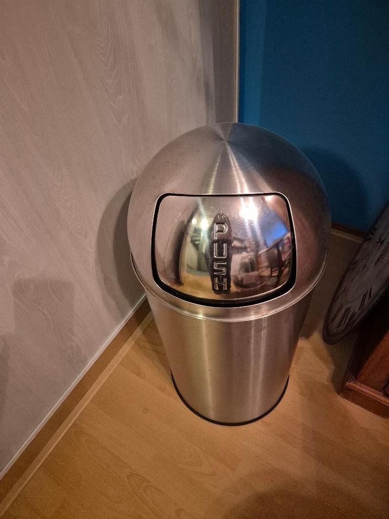 Hoge RVS prullenbak, Ophalen, Gebruikt, 40 liter of meer, Rvs