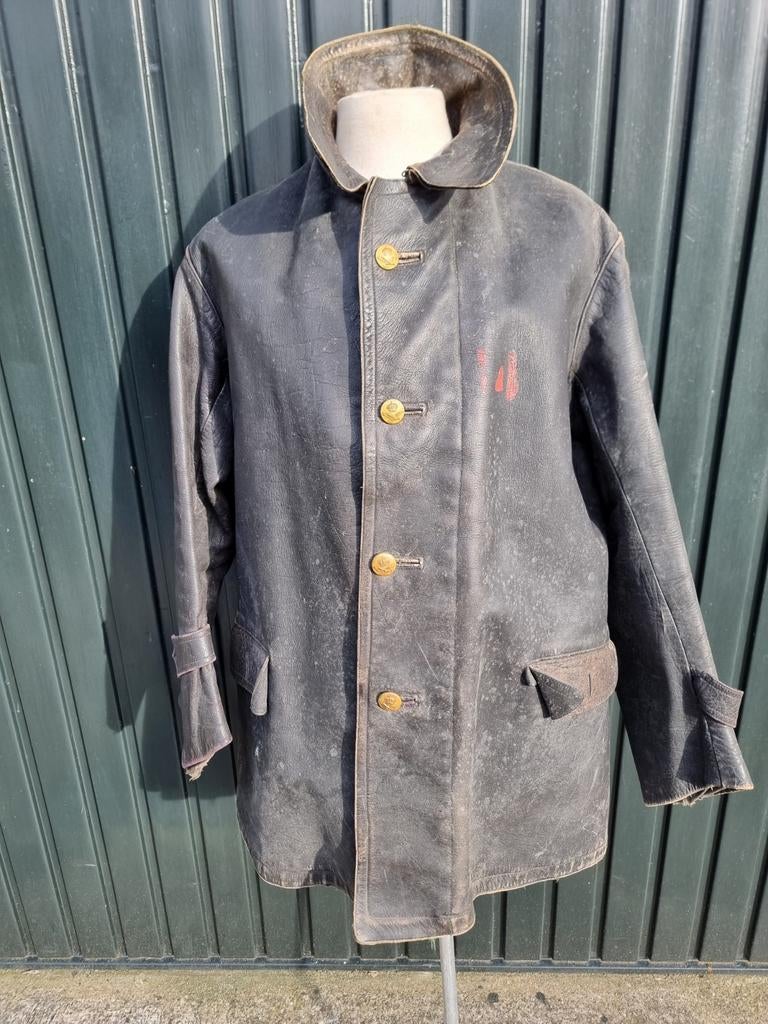Zeldzame Engelse Lederen Jas WOII - Vintage Militaria, Verzamelen, Ophalen of Verzenden