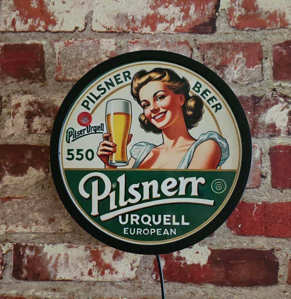 Pilsner Urquell Reclamebord met Ledverlichting, Ophalen of Verzenden, Reclamebord
