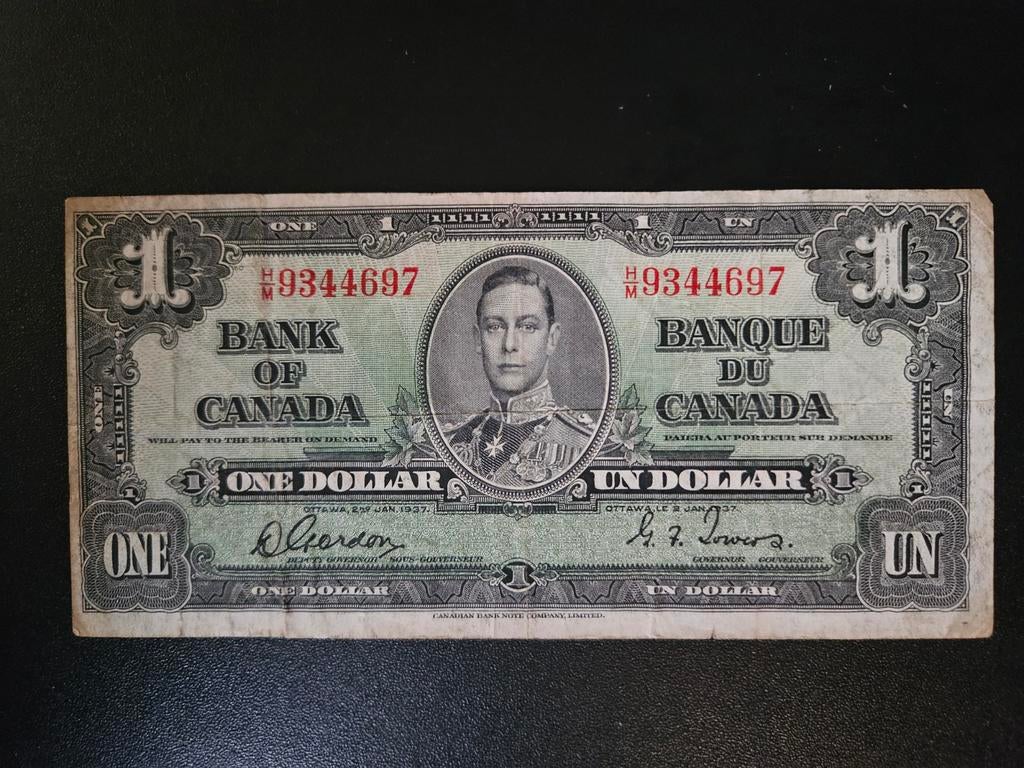 Canada pick 58d 1937 King George VI       2, Ophalen of Verzenden, Noord-Amerika, Los biljet