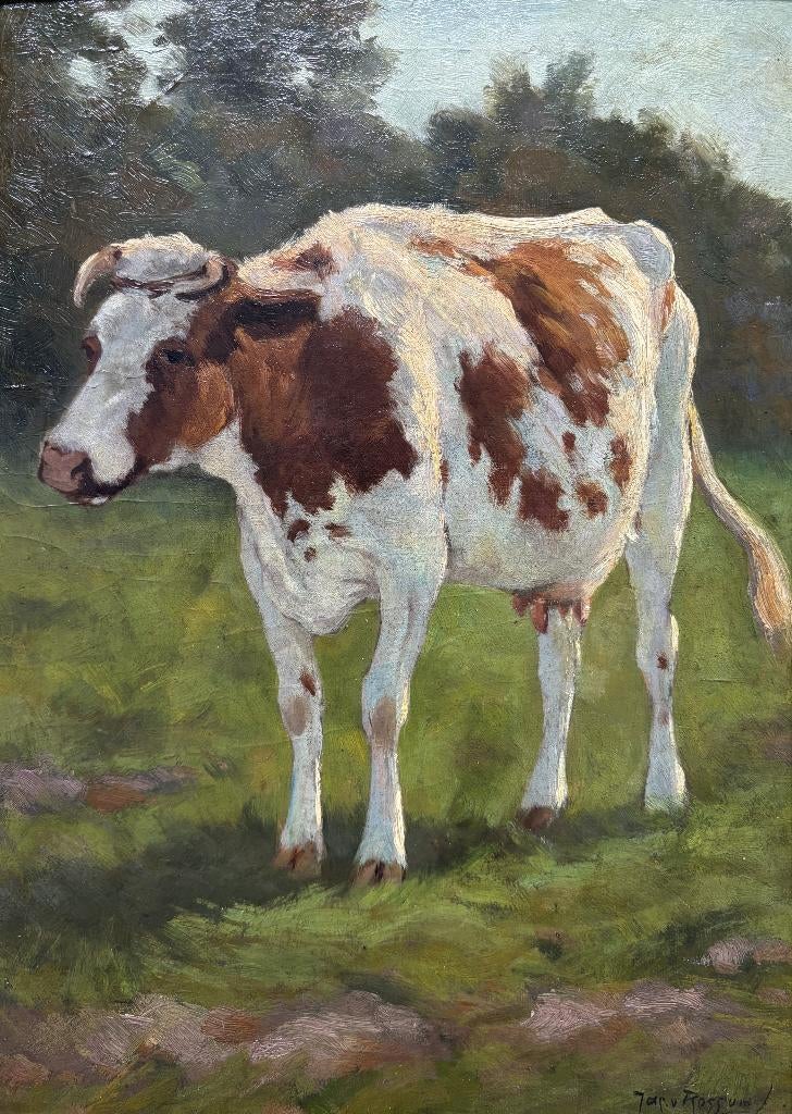 Jacob van Rossum (1881-1963)  - Koe in weiland, Antiek en Kunst, Kunst | Schilderijen | Klassiek, Ophalen of Verzenden