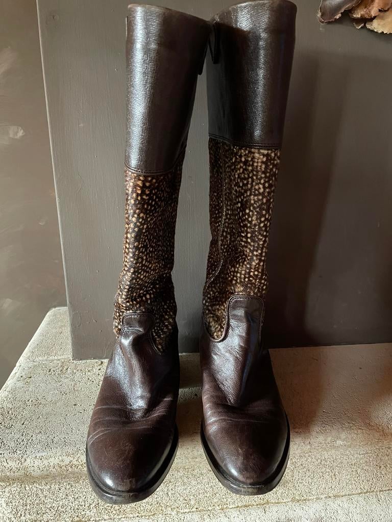 Hugo Boss laarzen leder met cheetah vacht, maat 37, Kleding | Dames, Schoenen, Hoge laarzen, Bruin, Ophalen of Verzenden, Gedragen