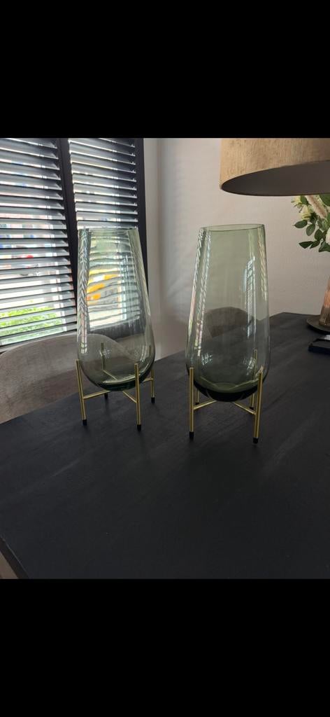 2x luxe set grote Ptmd vaas 35cm + metaal onderstel, Huis en Inrichting, Ophalen of Verzenden, Zo goed als nieuw