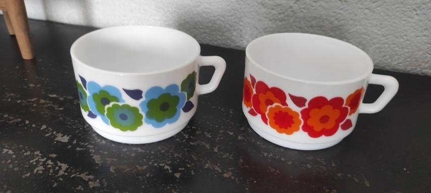 Vintage kommen koppen Arcopal Lotus 2x, Ophalen of Verzenden, Kom(men), Overige stijlen, Glas