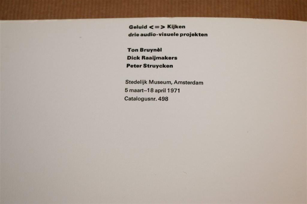 Geluid Kijken = Sound Sight — AV Kunstprojecten [1971], Ophalen of Verzenden, Gelezen, Artiest
